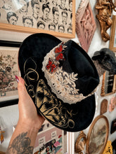 Fox heart shape hat painted top and bottom with beaded hat band