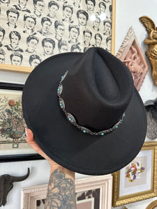 Black concho belt hat