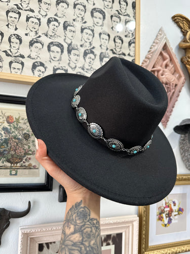 Black concho belt hat