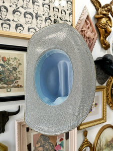 Blue rhinestone underbrim cowgirl hat