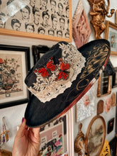 Fox heart shape hat painted top and bottom with beaded hat band