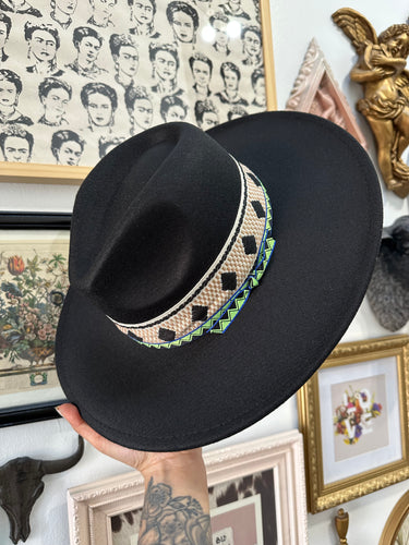 Black western print hat