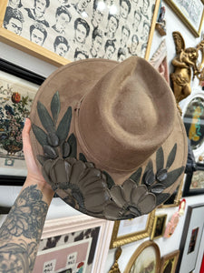 Taupe dark brown florals