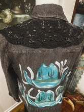 Black beaded, embroidered and painted denim jacket size S (sleeve beaded work too)