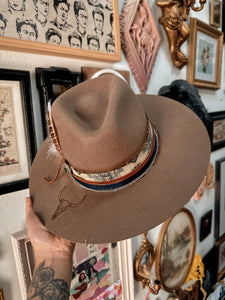 100% wool stiff brim tattooed hat