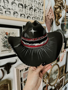 Alternative straw cowgirl hat painted top and bottom size 56 cm