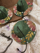 Hunter green mauve hat with gold- mini ornament/ car charm