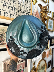Metallic blue with silver and black size large