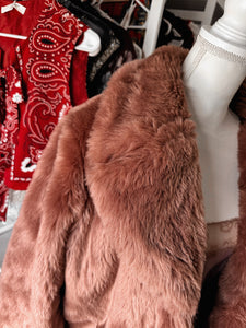 Dusty Rose gold faux fur coat size M/L