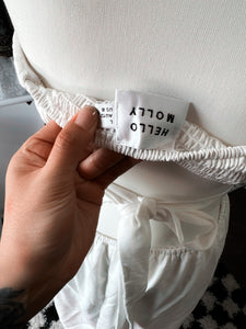 White flowy cotton blend dress waist snatching size L ￼(hello Molly)