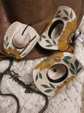 Ivory sunflower cowgirl hat car charm or ornament