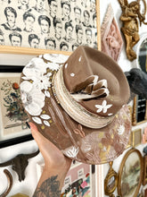 Tan taupe desert white floral outlaw hat