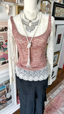 Whimsigoth free people top, Japanese lace top and 2 necklaces