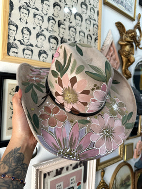 Pastel pink tan cowgirl hat