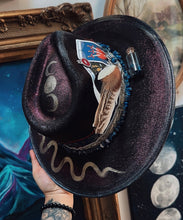 Outlaw witch hat with tarot cards and snake