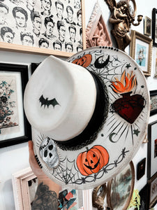 Spooky hat painted top and bottom
