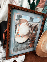Framed vintage western cowgirl art in unique frame (18x24 inches)