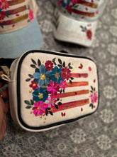 American flag crossbody ivory and black purse