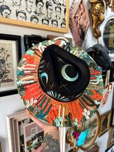 Sunrise Desert with moons and teal turquoise snakes size large