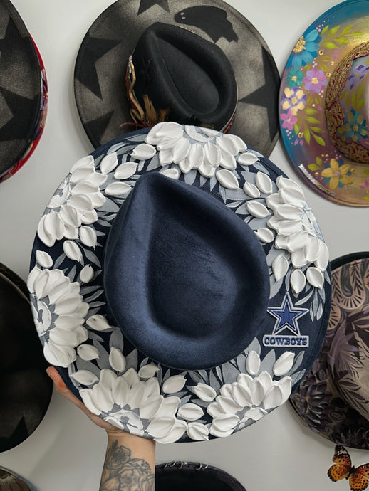 Cowboys hat top and bottom painted