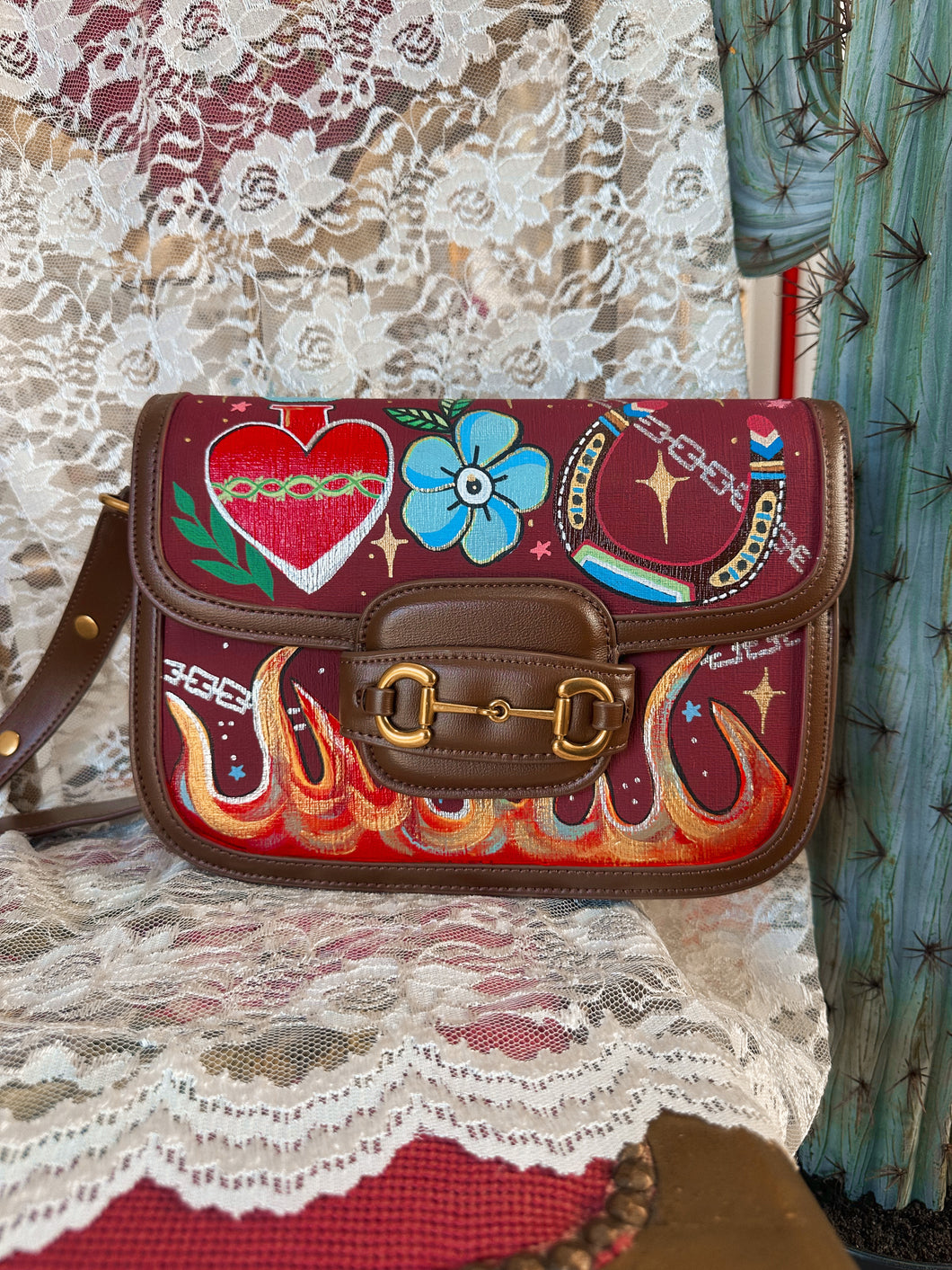 Cowgirl tattooed crossbody purse