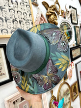 Top and bottom painted: denim blue butterflies with gold