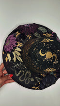 Deep green, black and purple shimmer witchy hat