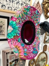 Pink colorful floral cowgirl hat with butterflies