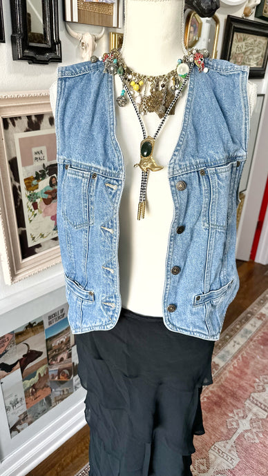 90s vintage western denim vest size M