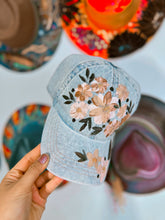 Denim floral cap