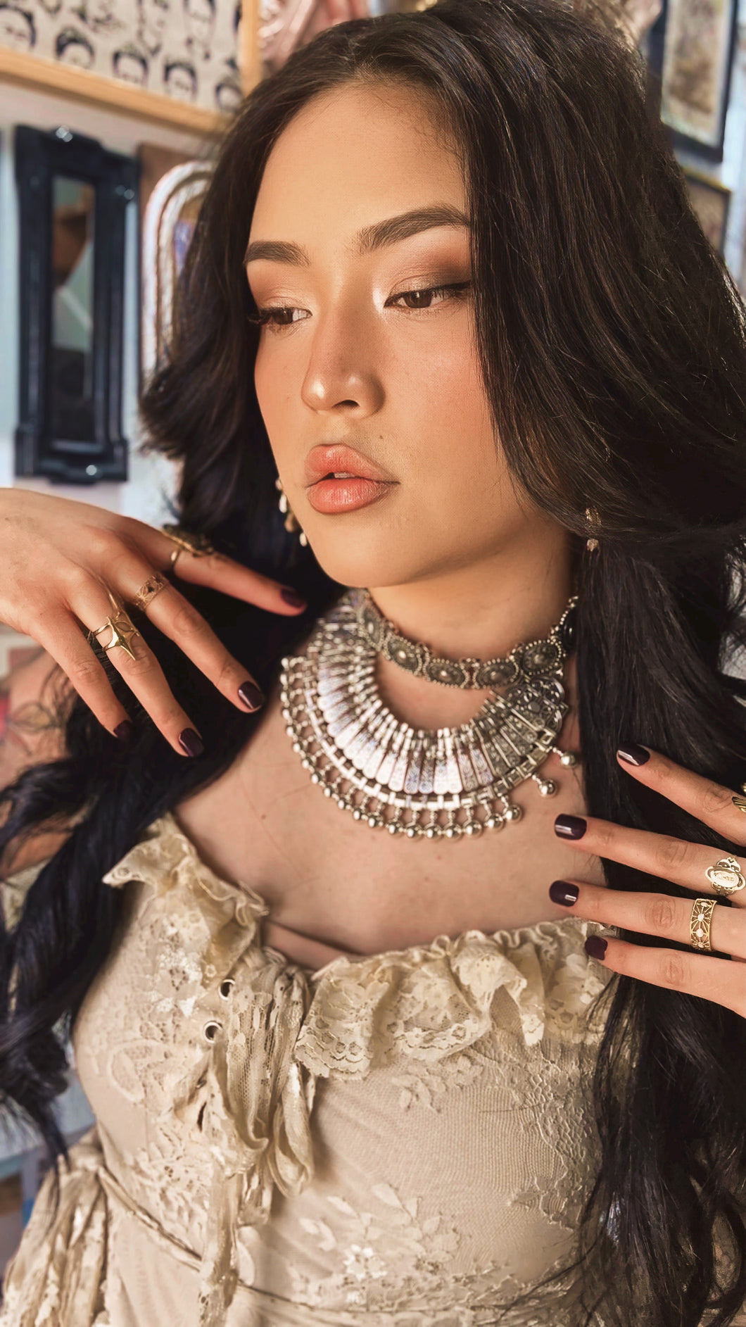 Huge statement boho necklace