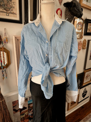 Modern blue and white genuine designer Burberry button up ￼