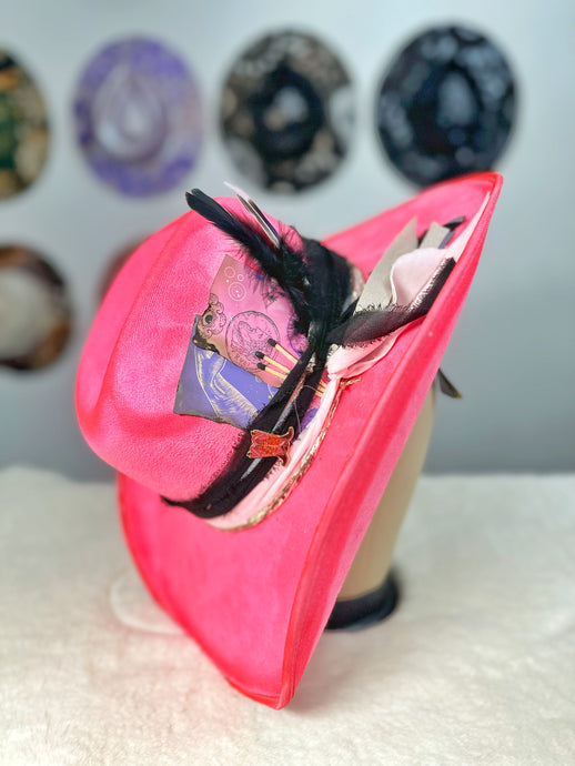 Bright pink outlaw minimalist cowgirl hat