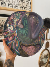 Whimsical color shifting with gold butterfly peacock hat