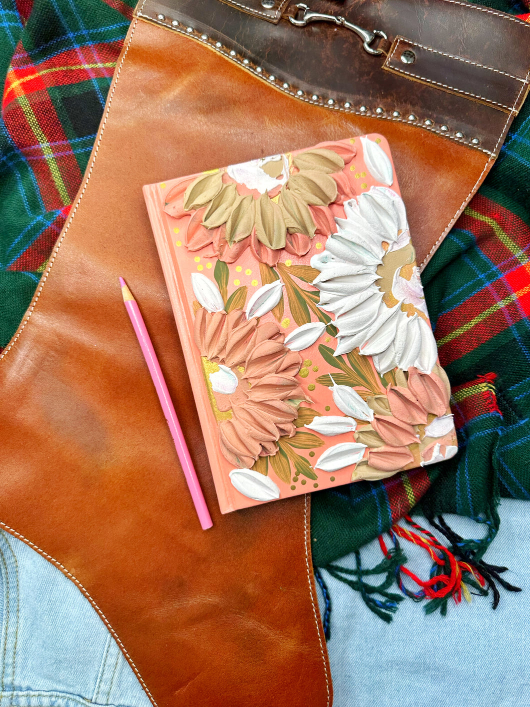 Blush pink original hand painted journal