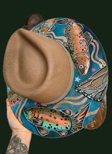 Summer hand painted jute straw hat with fish and butterflies
