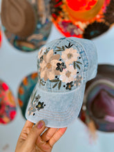 All denim floral cap