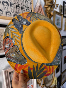 Top and Bottom mustard butterfly hat