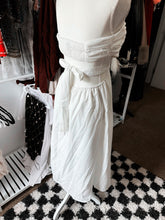 White flowy cotton blend dress waist snatching size L ￼(hello Molly)