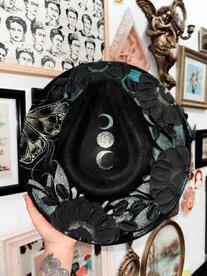 Black color shifting extra shimmery black hat (made to order)
