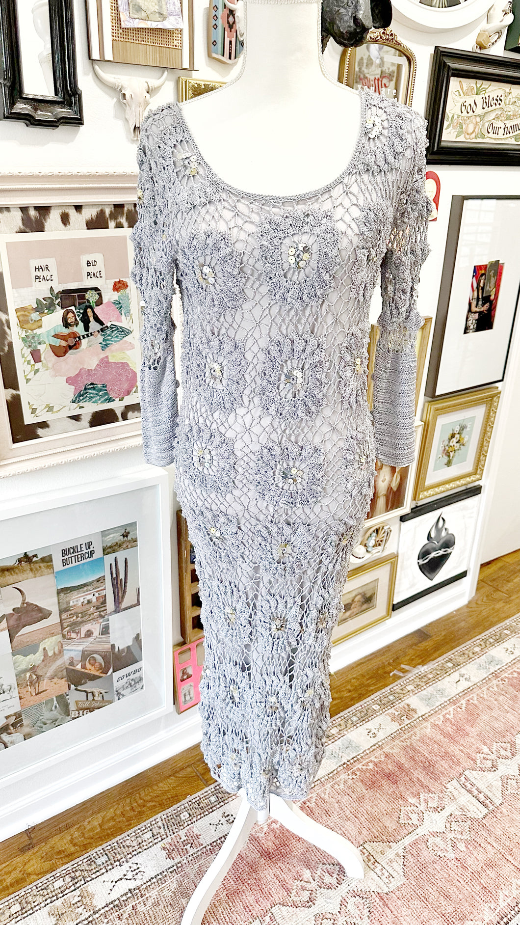 Vintage crochet boho chic dress size M