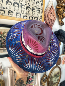 Color shifting whimsical hat- TOP AND BOTTOM painted