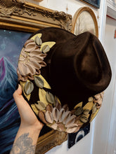 Brown and tan florals hat