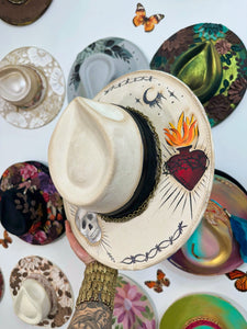 Tattooed painted hat with chain