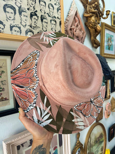 Blush pink top and bottom painted butterfly