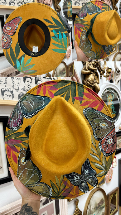 Top and Bottom mustard butterfly hat