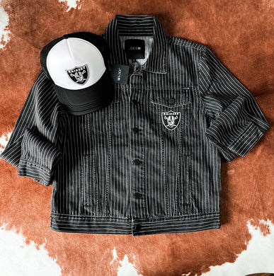 Raiders Denim Jacket size m nwt