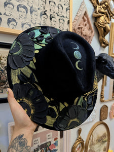 Black color shifting extra shimmery black hat (made to order)