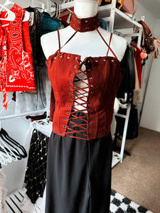 Burgundy Vampire Top NFR look size M (adjustable)