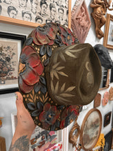 Olive green gold and red with black hat